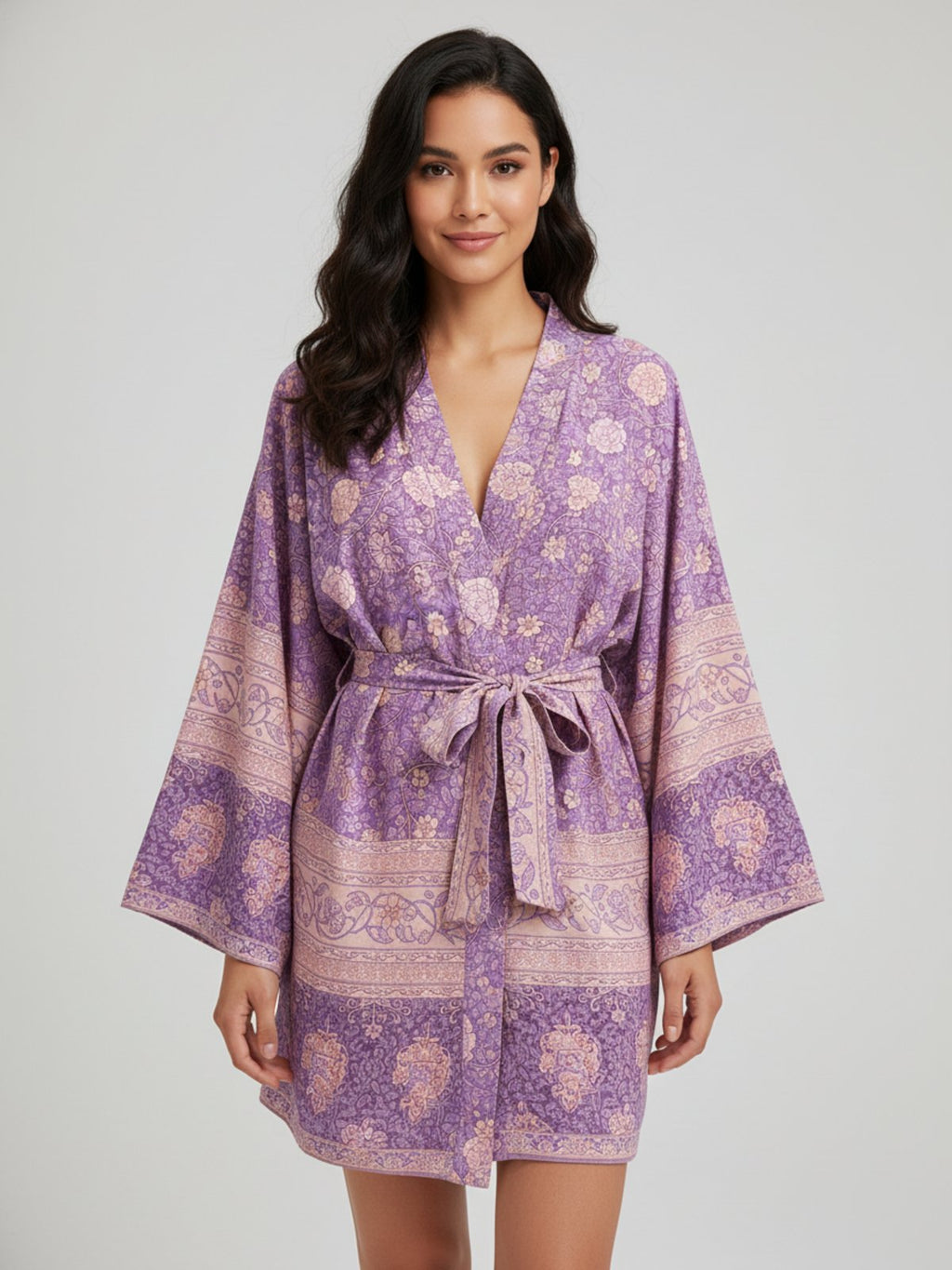 Kimono court femme Sumire violet - vue de face