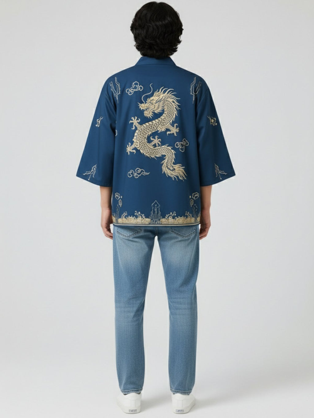 Kimono dragon unisexe Tatsu bleu - vue de dos