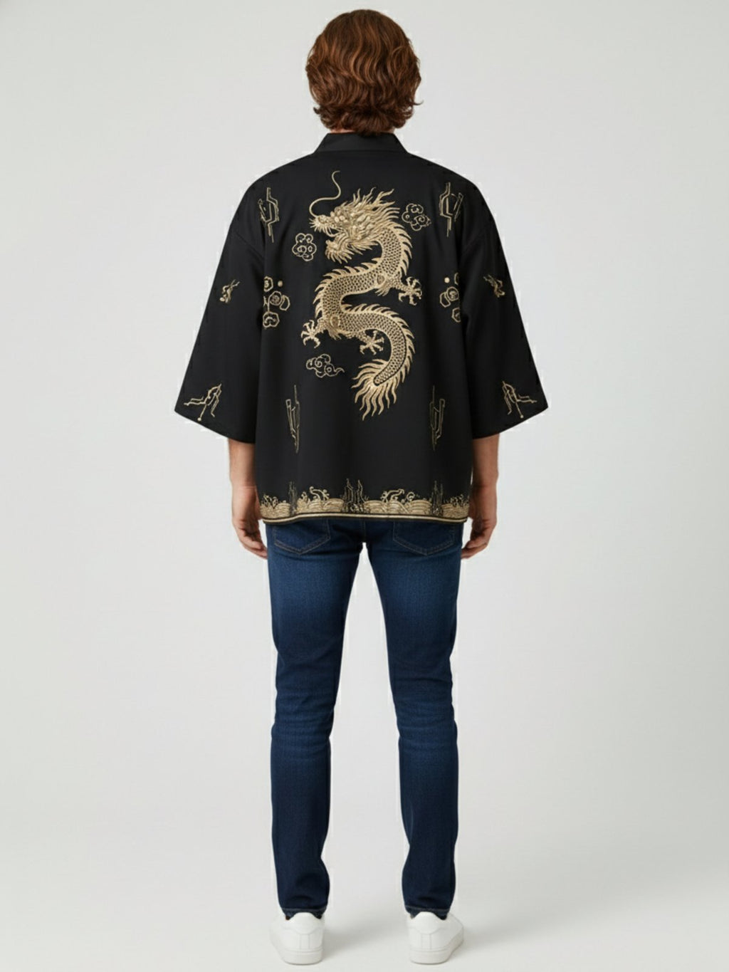 Kimono dragon unisexe Tatsu noir - vue de dos