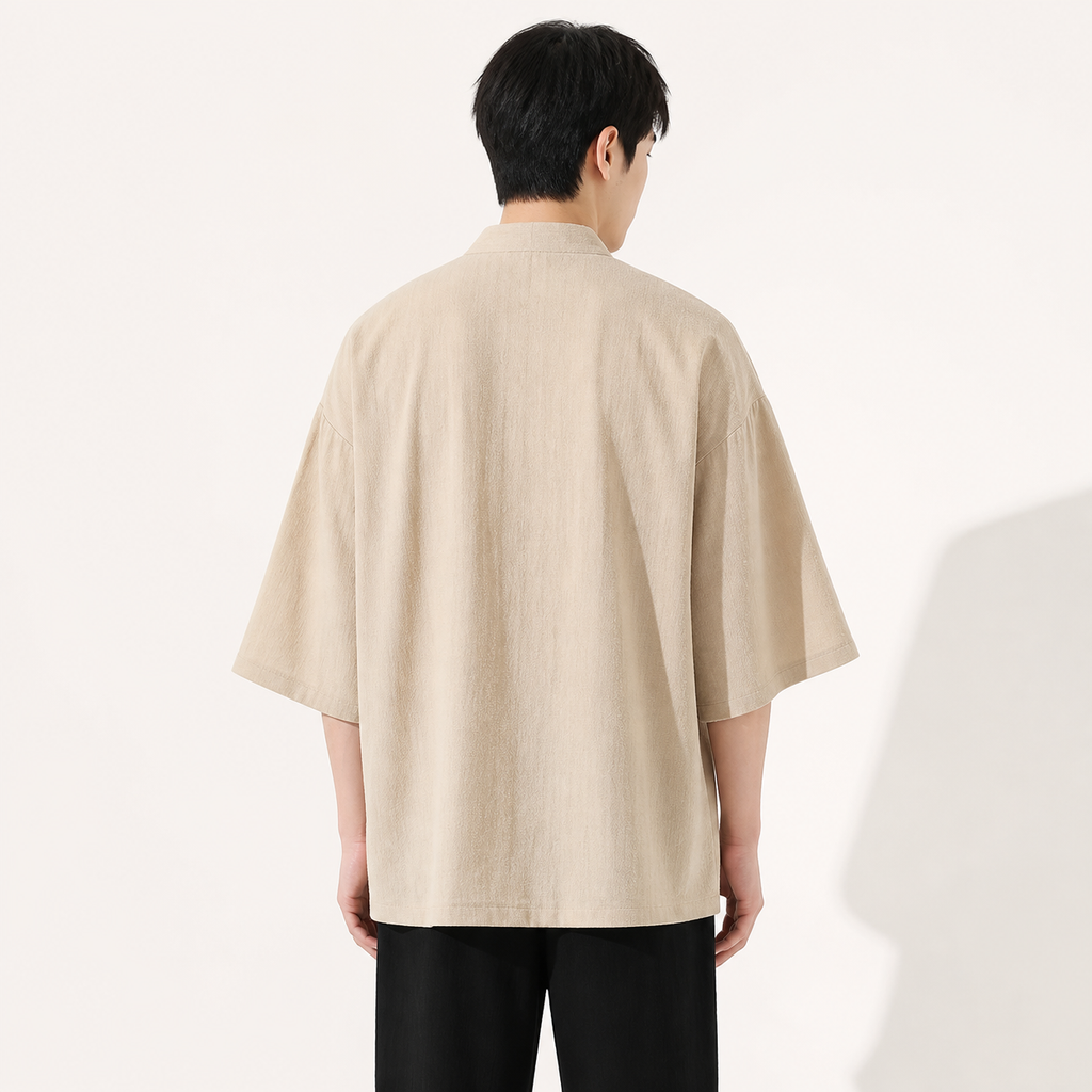 Veste kimono homme Uzuki beige - vue de dos