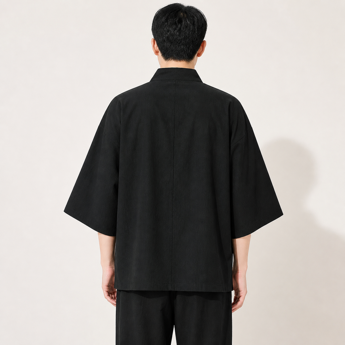 Veste kimono homme Uzuki noire - vue de dos