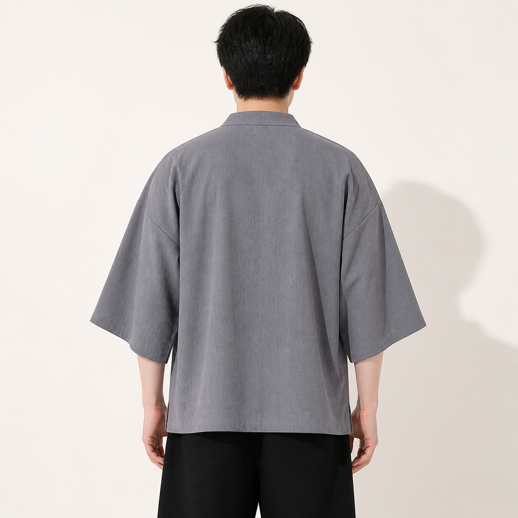 Veste kimono homme Uzuki grise - vue de dos