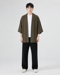 Veste kimono homme Uzuki kaki, vue de face