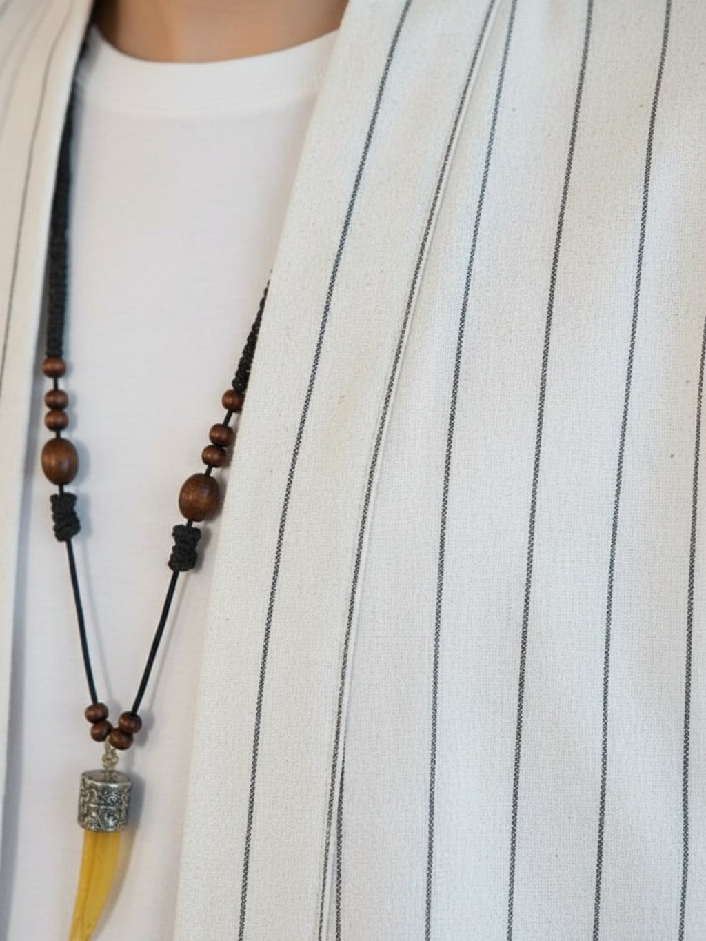 Veste kimono homme Momiji blanc - detail du tissu