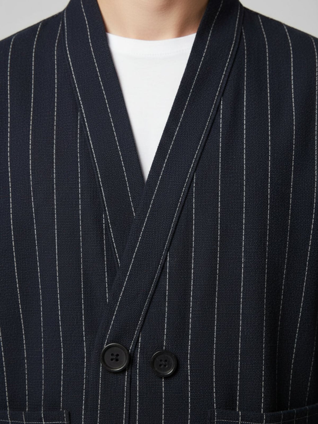 Veste kimono homme Momiji bleu marine - detail du tissu