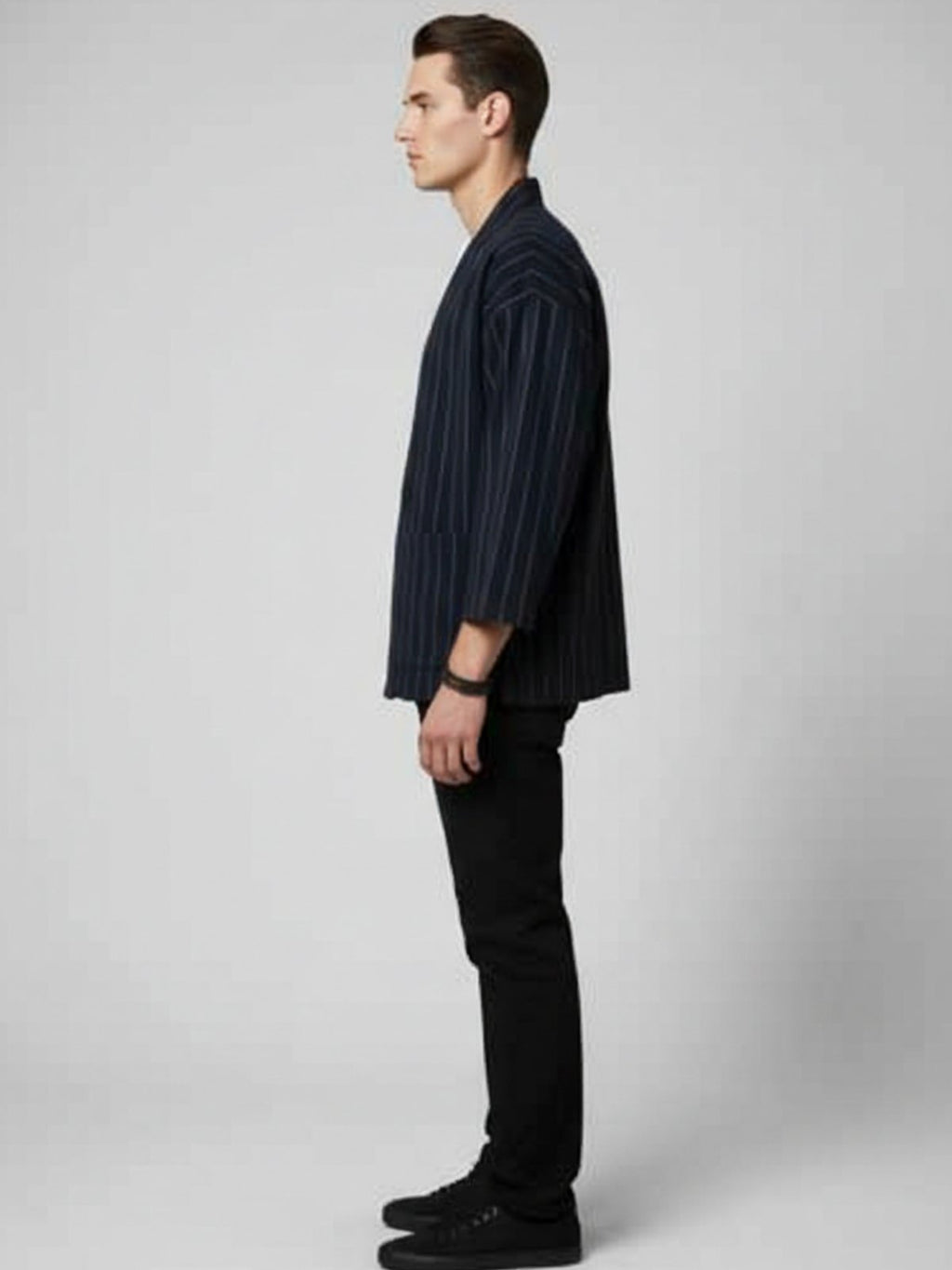 Veste kimono homme Momiji bleu marine - vue de profil