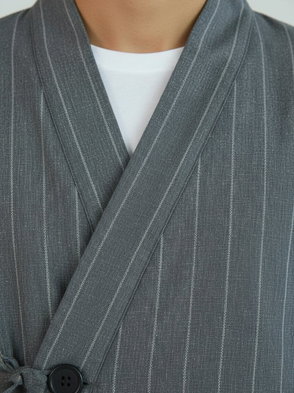 Veste kimono homme Momiji gris - detail du tissu