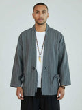 Veste kimono homme Momiji gris - vue de face