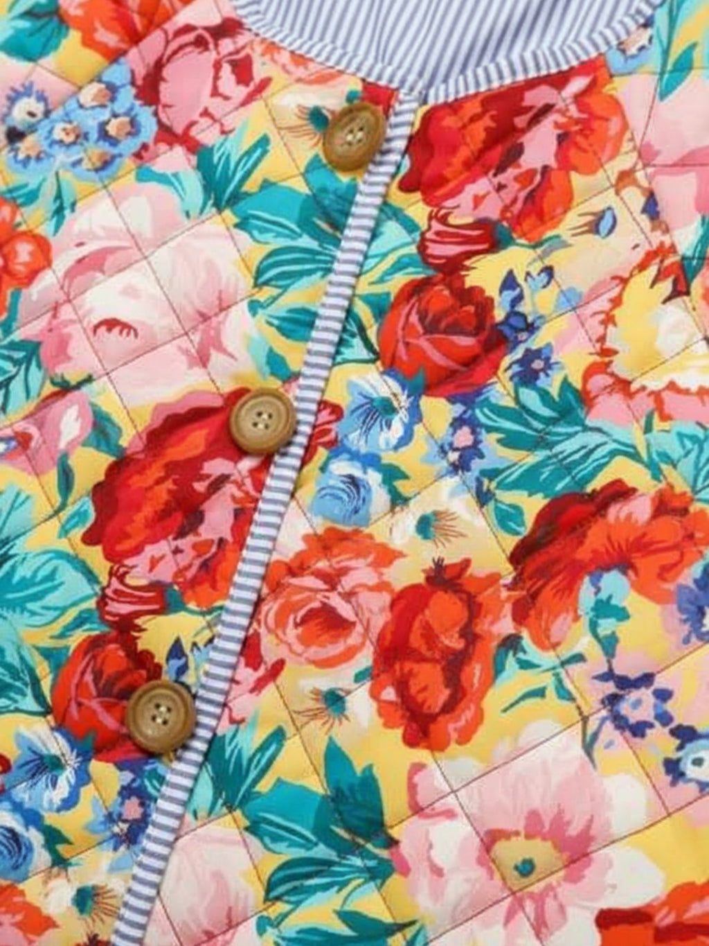Veste matelassée fleurie femme Toki - détail du matelassage et de l'imprimé floral