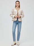Veste kimono matelassee femme Yuzuki abricot - vue de face