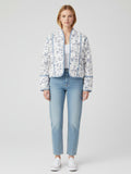 Veste kimono réversible femme Nana portée de face, côté blanc à motif floral