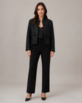 Veste courte à sequins femme Kinari noir - vue de face portée par un modèle féminin