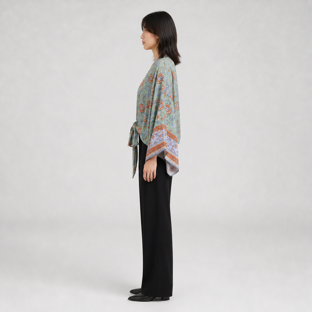 Kimono court cache-cœur femme Kohana vue de profil