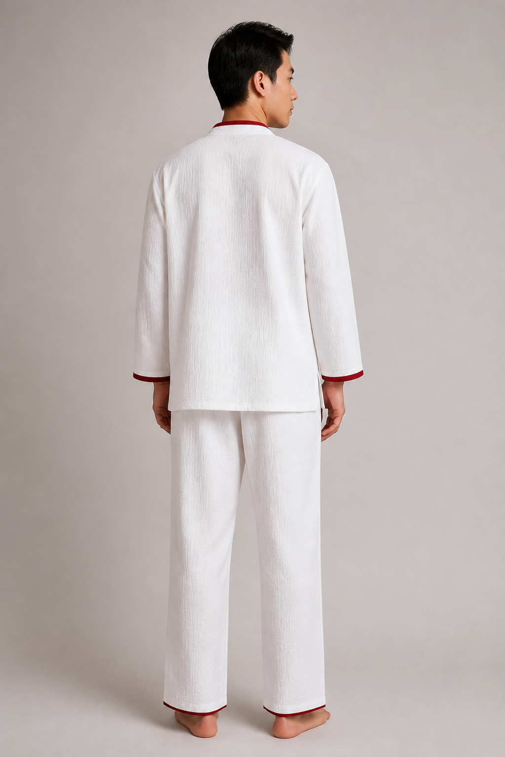 Ensemble pyjama kimono homme Komori blanc porte - vue de dos