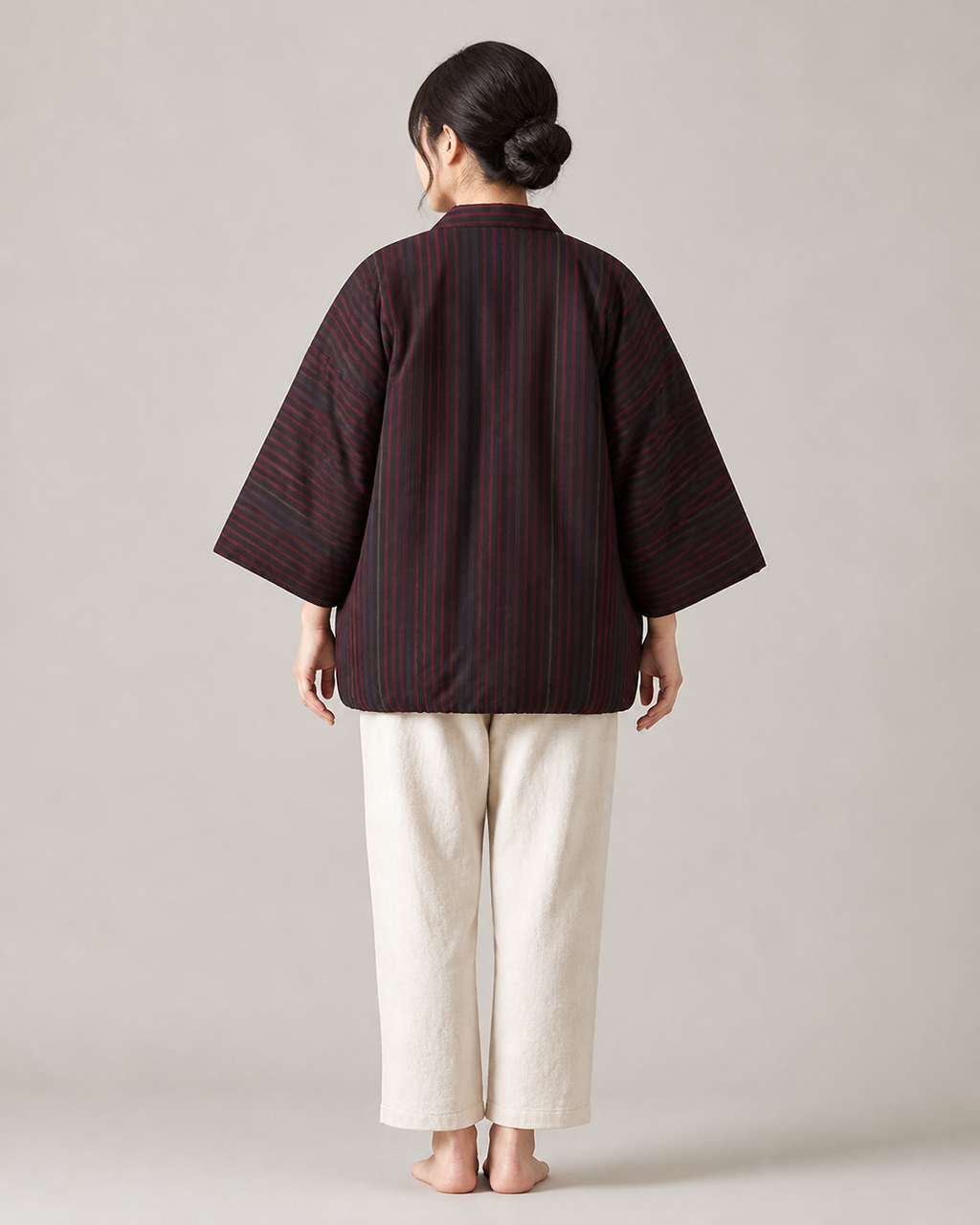 Hanten matelasse femme Musubi bordeaux - vue de dos