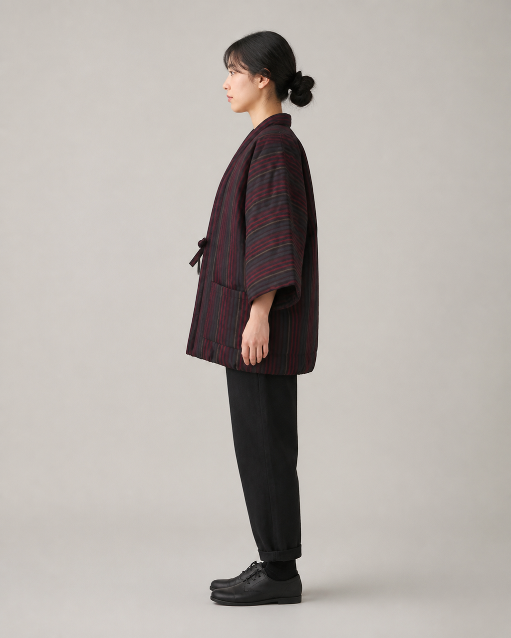Hanten matelasse femme Musubi bordeaux - vue de profil