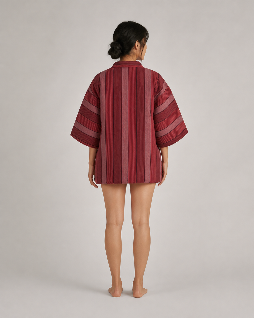 Hanten matelasse femme Musubi rouge - vue de dos