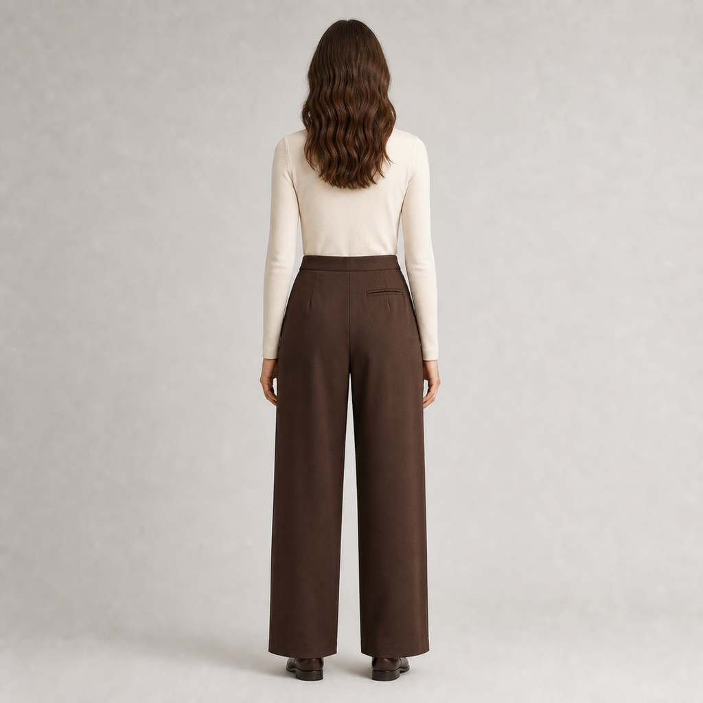 Pantalon kimono chic femme marron vue de dos