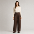 Pantalon kimono chic femme marron vue de face