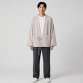 Veste kimono tricotée homme Shizuku beige vue de face
