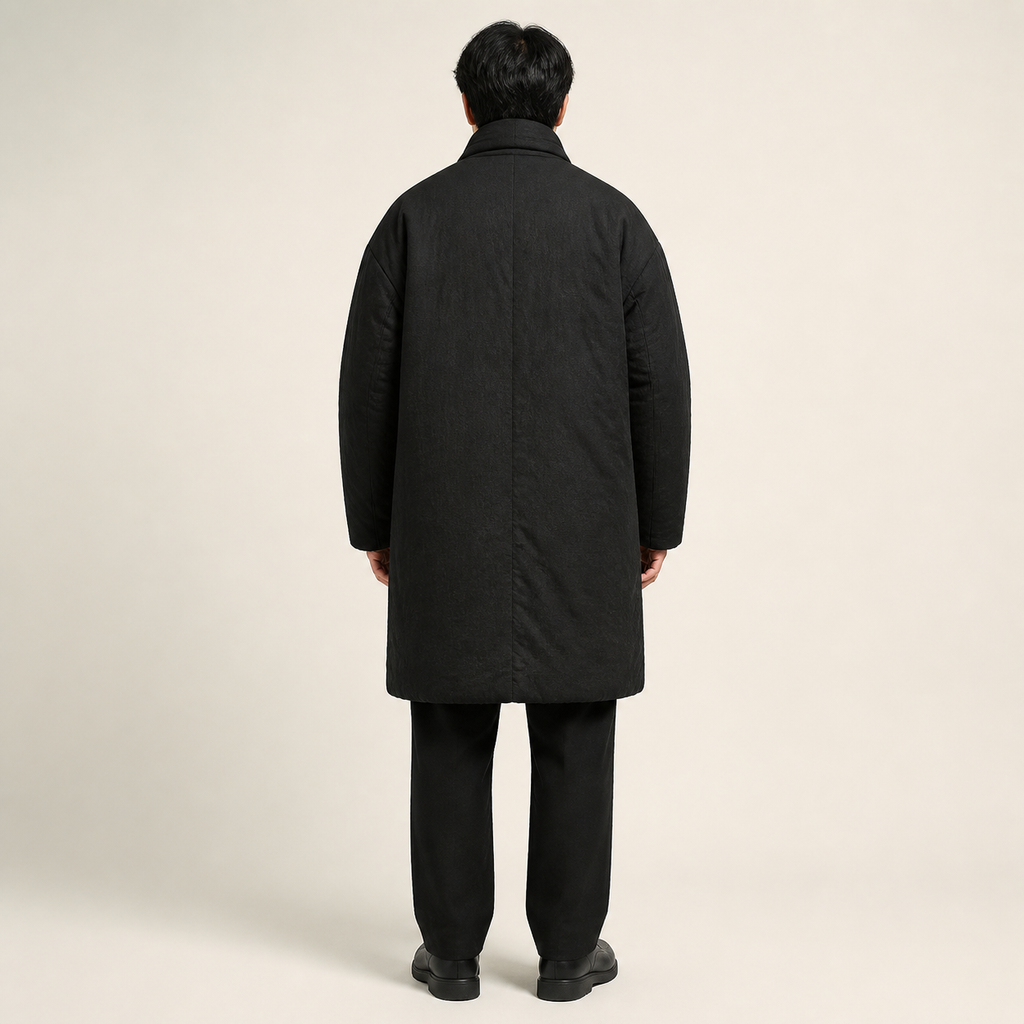 Manteau kimono homme Takara noir - vue de dos
