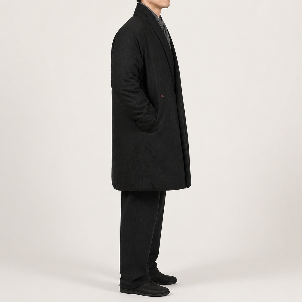 Manteau kimono homme Takara noir - vue de profil