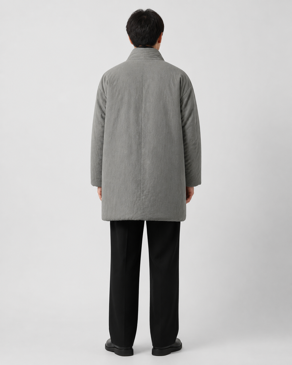 Manteau kimono homme Takara gris clair - vue de dos