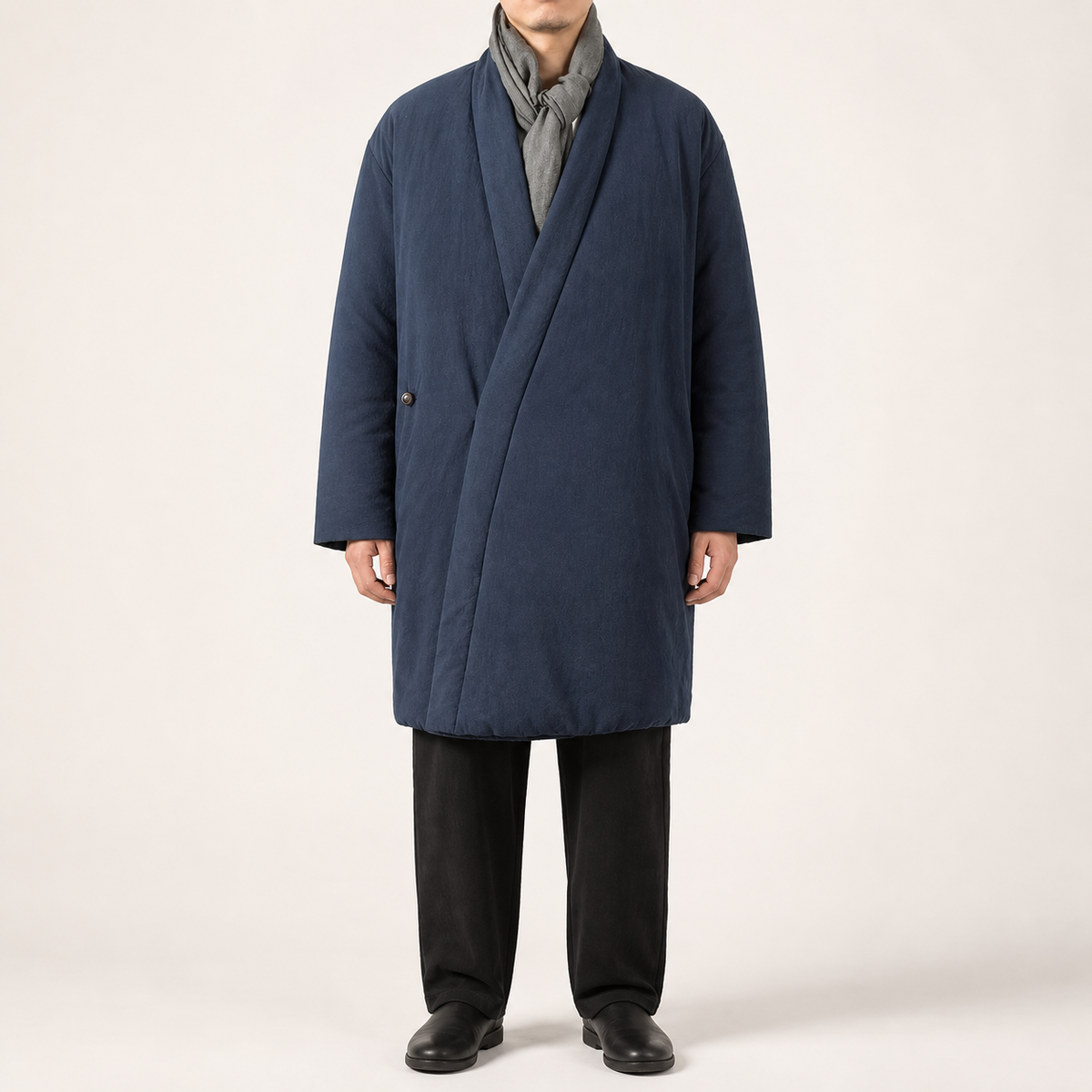 Manteau kimono homme Takara bleu marine - vue de face
