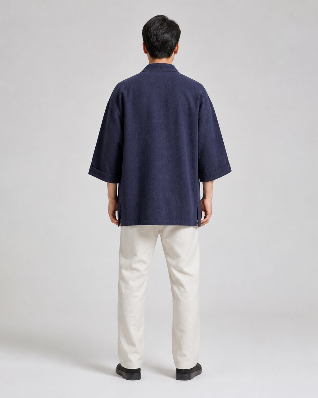 Veste chinoise homme Urara bleu fonce - vue de dos