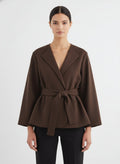 Veste kimono femme marron ceinturée vue de face