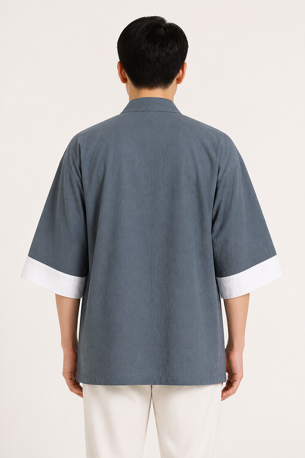 Veste kimono homme Shizu bleu ardoise - vue de dos